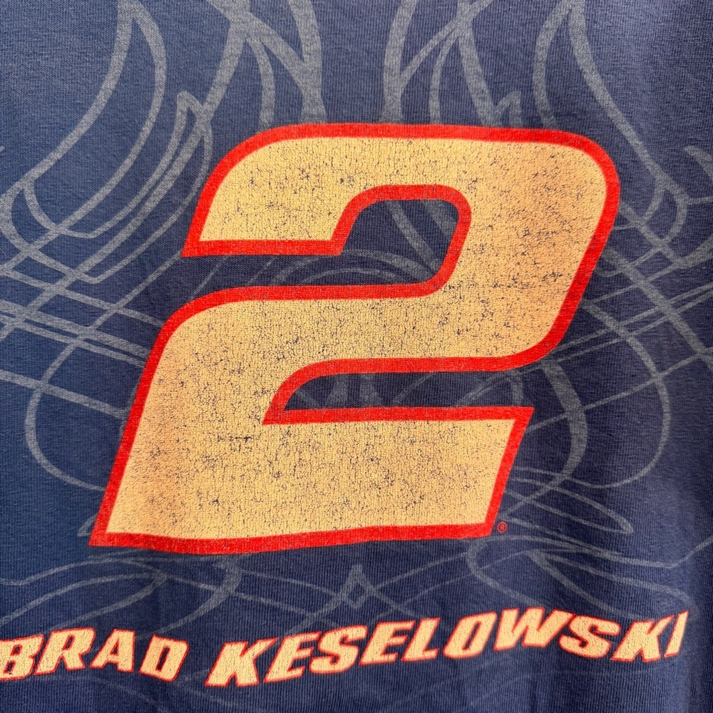 Vintage Brad Keselowski #2 NASCAR t-shirt Blue Size Large 100% Cotton - Picture 7 of 8
